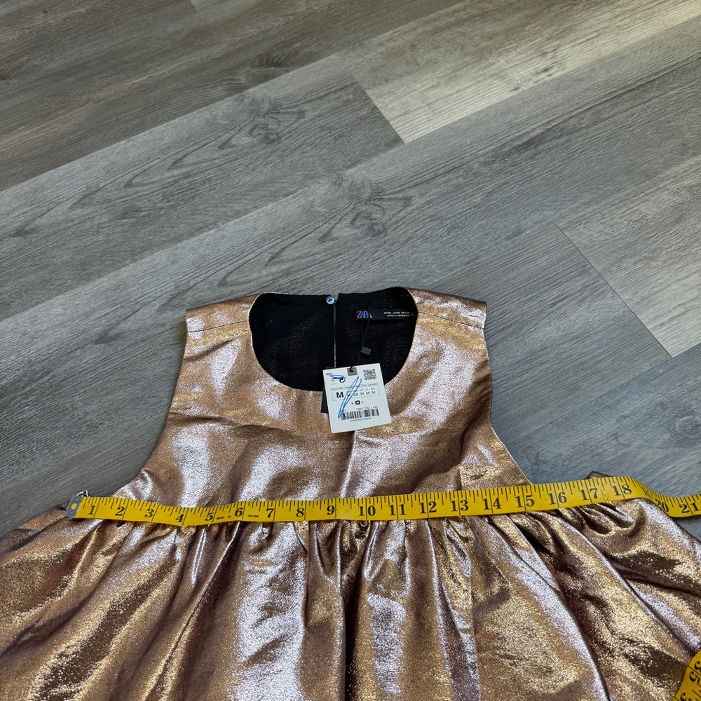 ZARA Gold Metallic Ruffle Top NEW Medium Party Going Out - Picture 6 of 7
